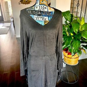 Black Fringe Sleeve Dress